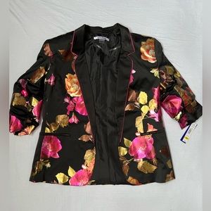 Peter Nygard blazer, satin/silk feeling rose prints, size petite medium